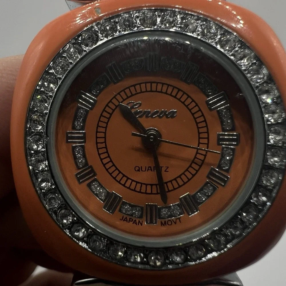 Geneva Women's Orange Jelly Band Watch Crystal Accent Silicone Rubber N0 Battery